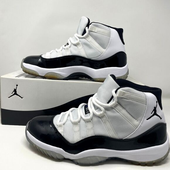 Nike Air Jordan 11 Concord Mens 11 Black Patent Leather Iconic Sneakers 2011 EUC - Picture 1 of 13